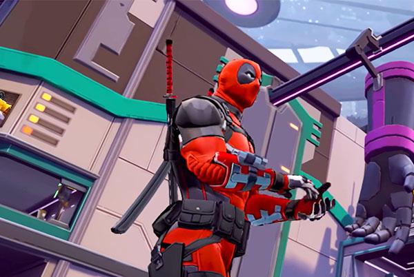 deadpool is standing in front of a building in a video game