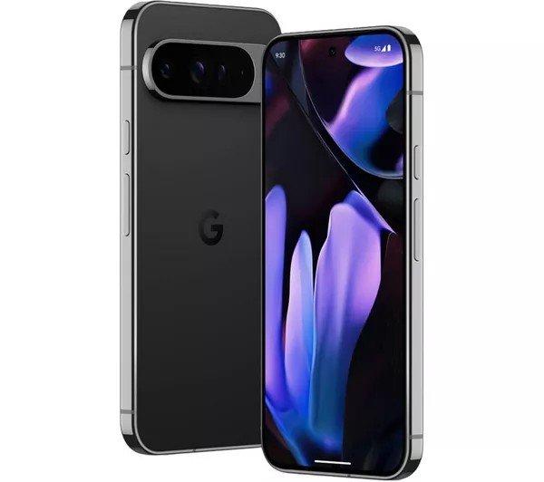 the back of a google pixel phone with a purple flower on it