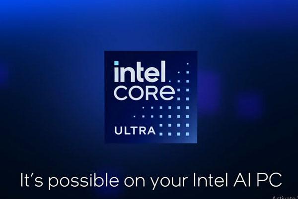 intel logo on a blue background with the words intel core ultra