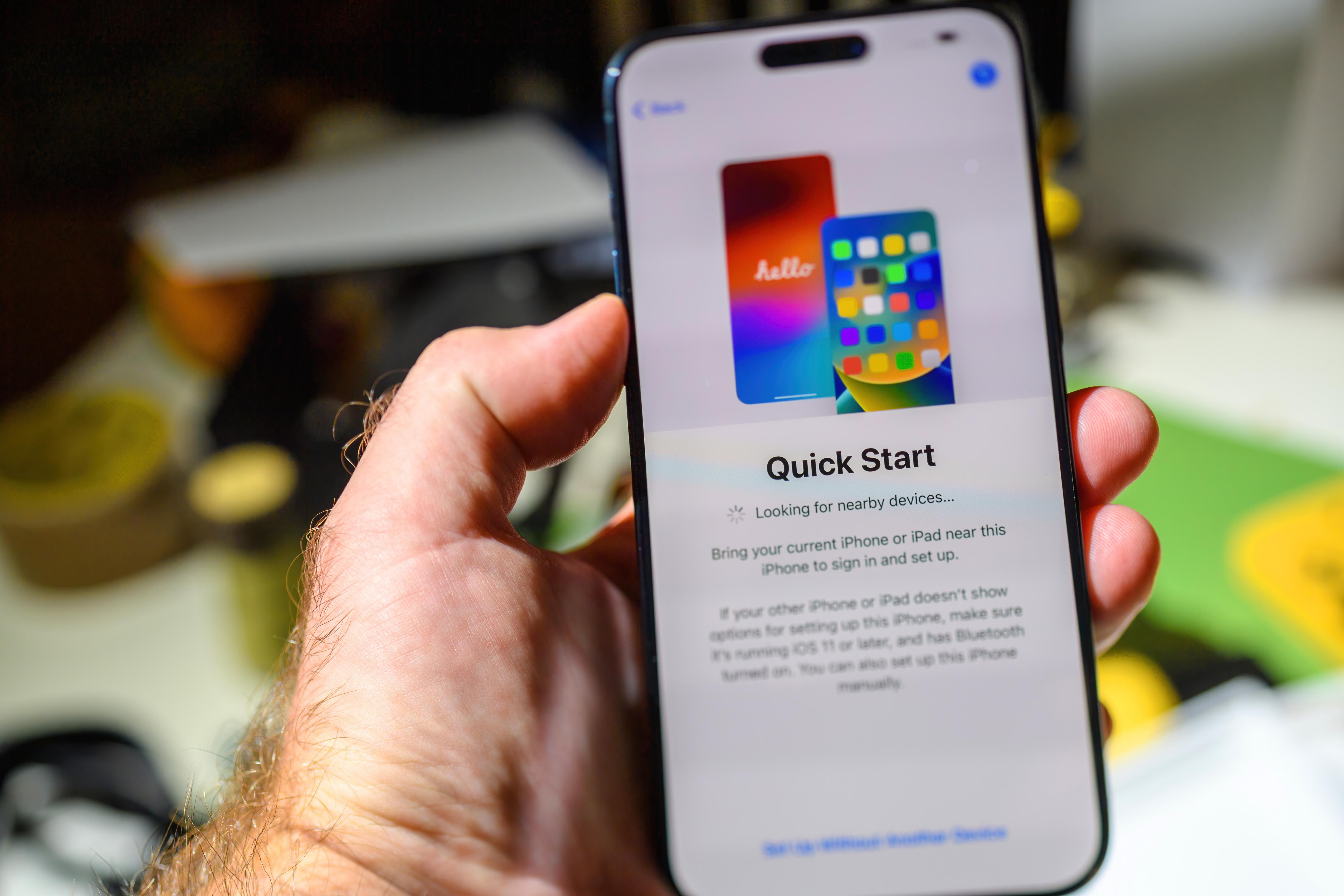 Quick Start guide on an iPhone