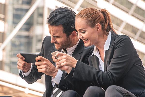 Workers on phone