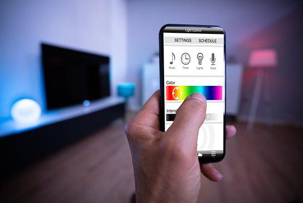 a smart lighting app on a smartphone screen