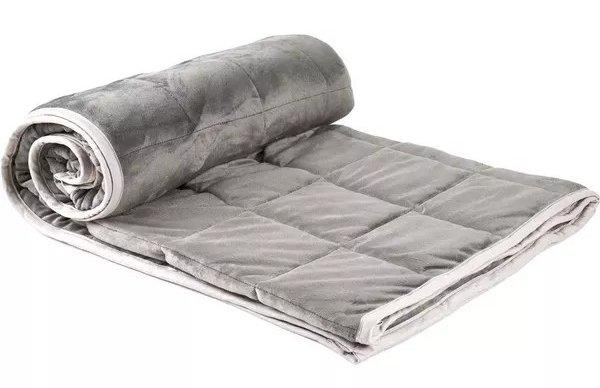 A grey Pifco weighted blanket.