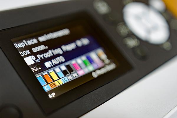 a close up of a printer screen displaying ink levels