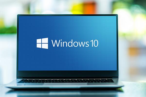 Windows 10 laptop screen desk