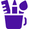 A purple icon of a pot with paintbrushes in it