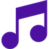 A purple icon of a musical note
