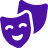 Purple icon of theatre masks