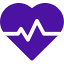 Purple icon of a heart with a BPM line on it