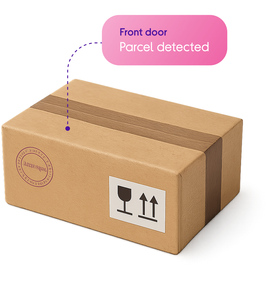 a box with a label that says front door detected