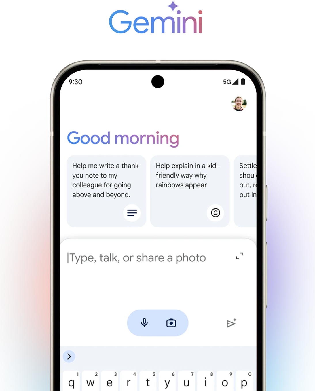 A Google Pixel phone with a Google Gemini on the screen