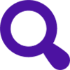 A purple icon of a magnifying glass