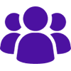 A purple icon of a hand writing