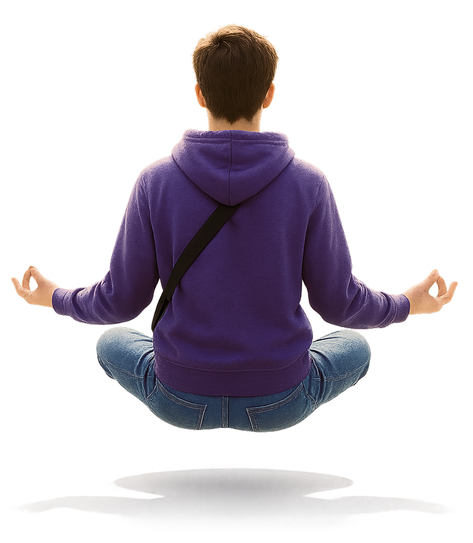 a man sitting in a lotus position with his legs crossed
