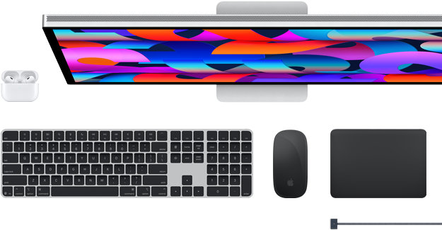Mac accessories: AirPods, Studio Display, Magic Keyboard, Magic Mouse, Magic Trackpad, MagSafe charging cable