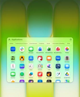MacBook Neo screen with Applications window containing a wide variety of apps