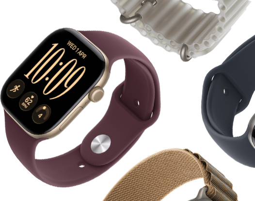 Apple Watch Series 11 straps: purple fog Sport Band, anchor blue Ocean strap, light blue Alpine Loop
