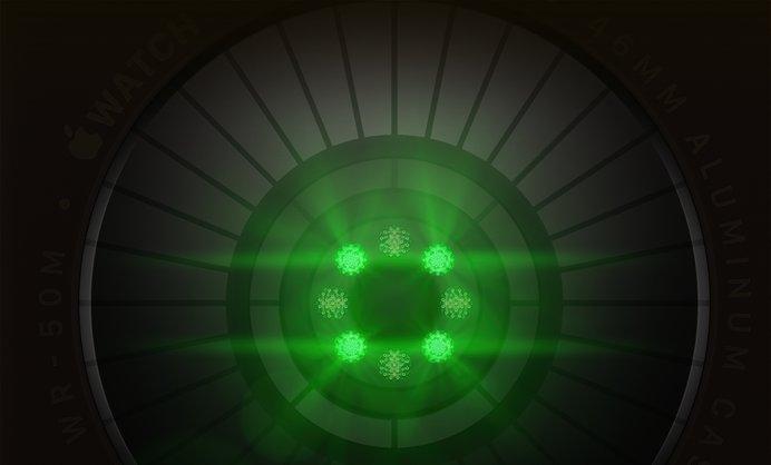 Health Sensing System with multiple round sensors with glowing green LED lights