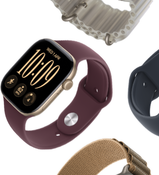 Apple Watch Series 11 straps: purple fog Sport Band, anchor blue Ocean band, light blue Alpine Loop