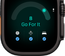 Apple Watch Ultra 4, titanium case, black colour, readiness score of 8, right side exterior, Digital Crown, raised side button