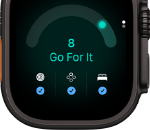 Apple Watch Ultra 4, titanium case, black colour, readiness score of 8, right side exterior, Digital Crown, raised side button
