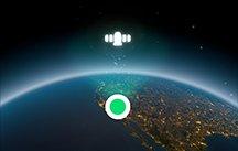 Globe showing user location with satellite icon above