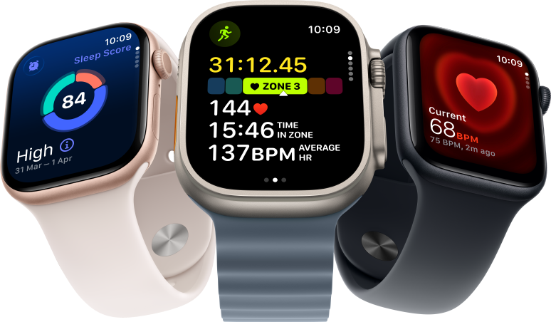 three Apple Watches