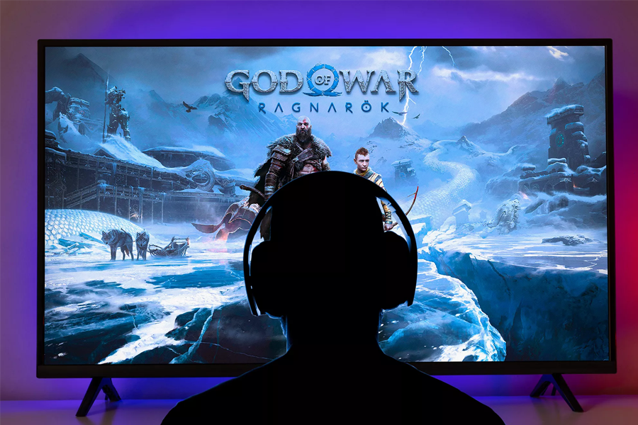 Man playing PS5 Game