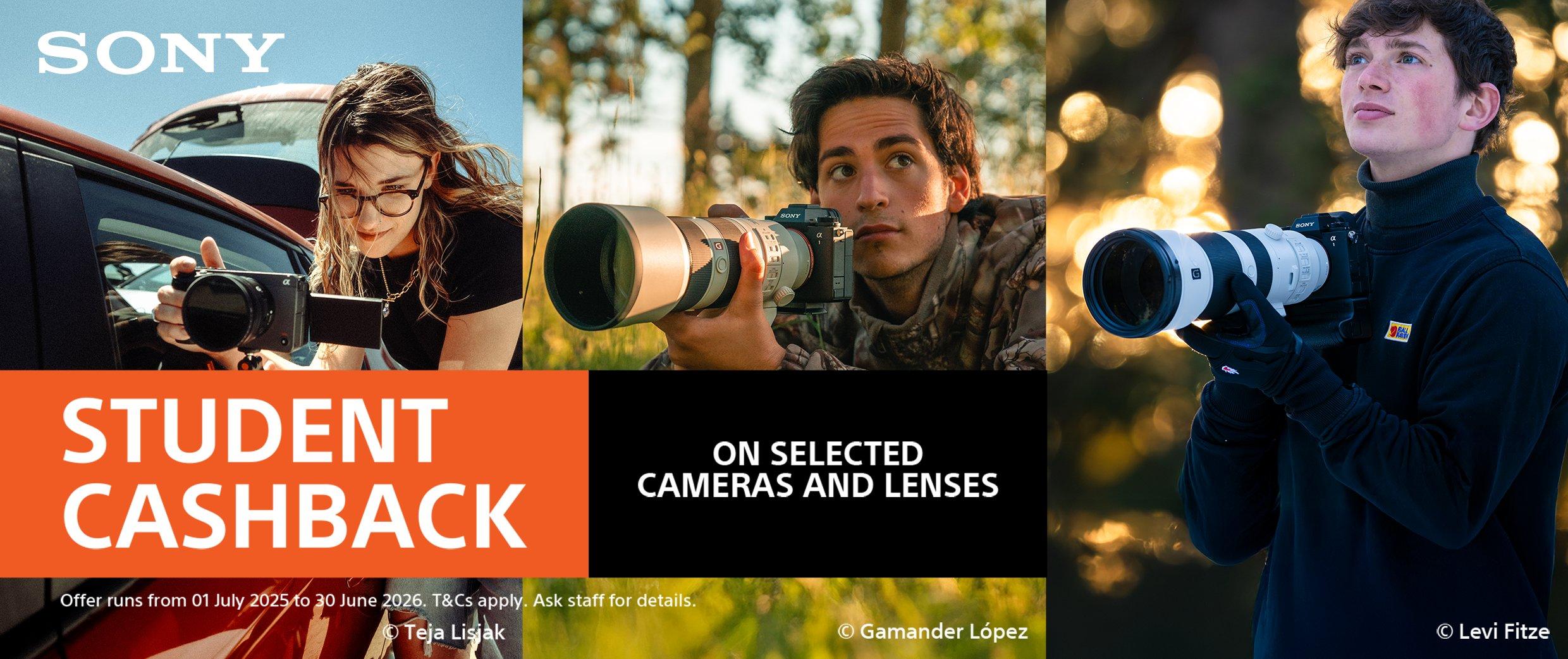STUDENT CASHBACK on selected cameras and lenses