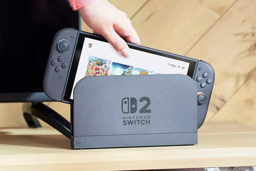A hand taking a Nintendo Switch 2 out of its holder