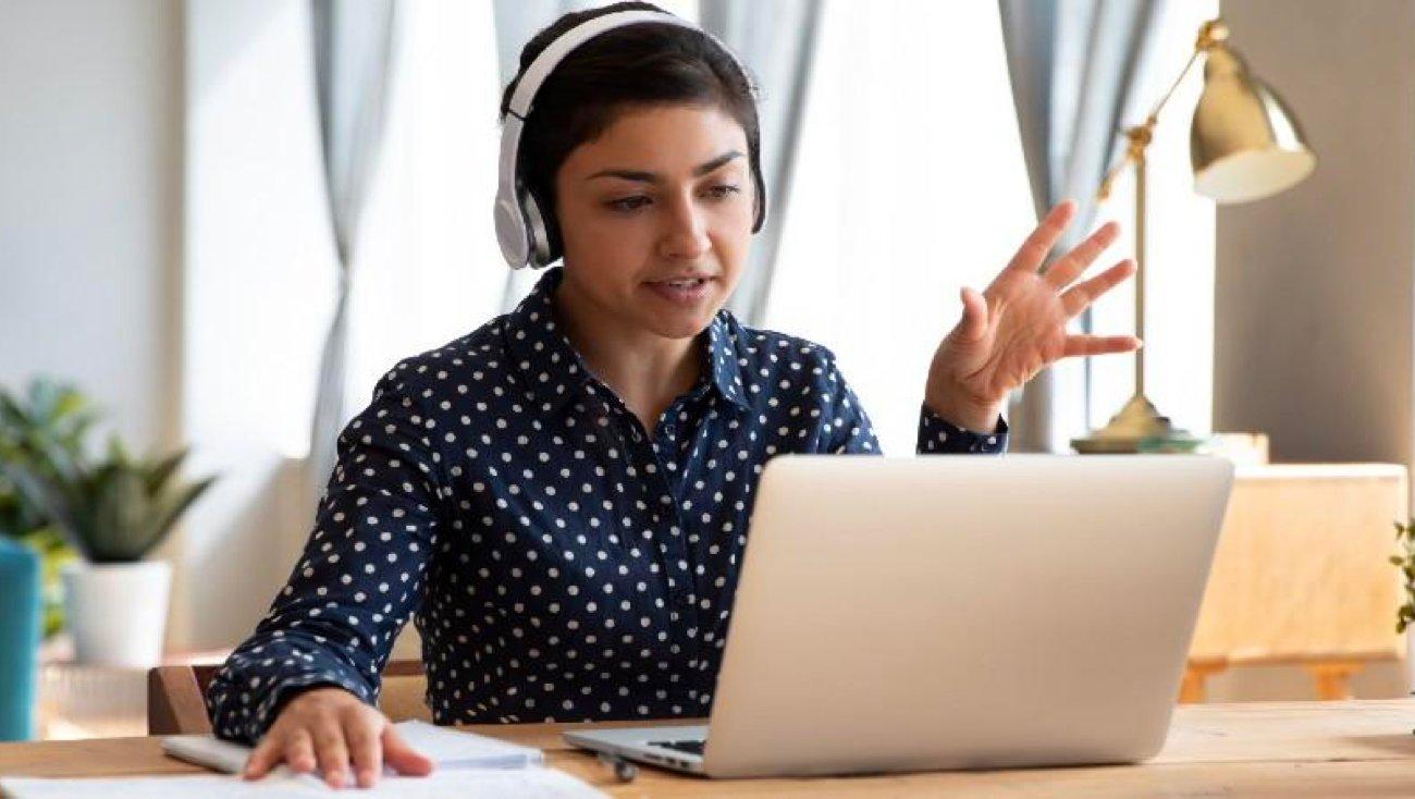 Woman working at laptop