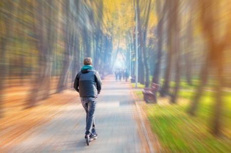 Riding an e-scooter