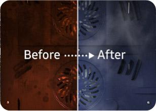 a before and after image comparison, easy cleaning oven