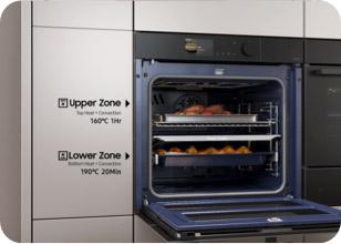 an oven with two cooking zones
