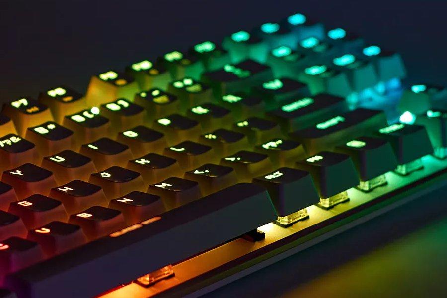 Close up of an RGB keyboard