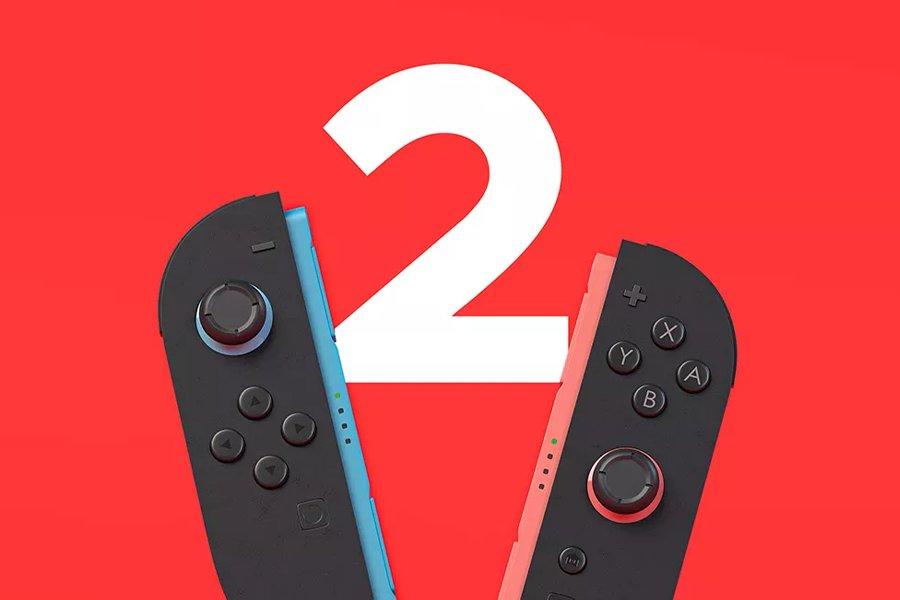 Two Switch joycon controllers over a number two