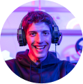 Gamer wearing headphones