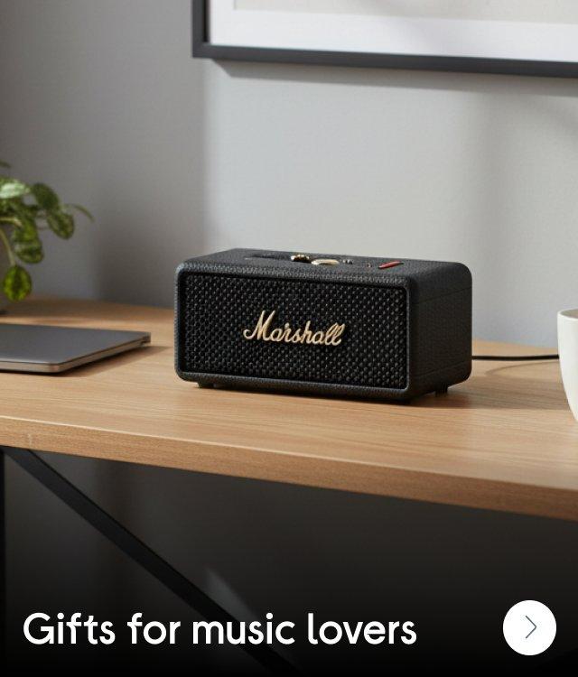 A Marshall speaker on a shelf