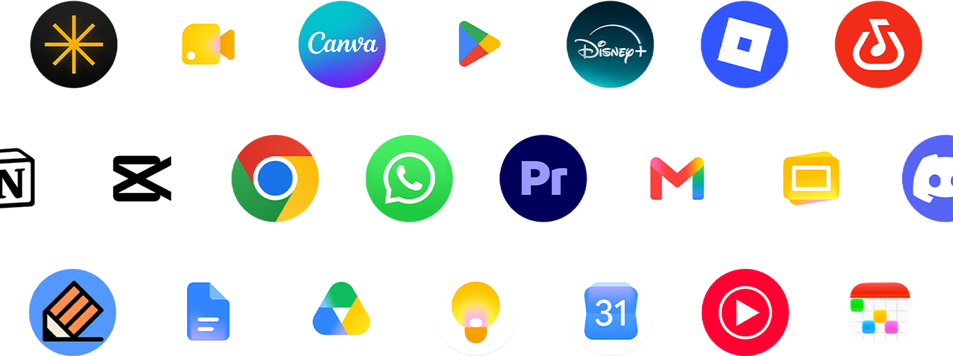 A selection of brand logos on circles