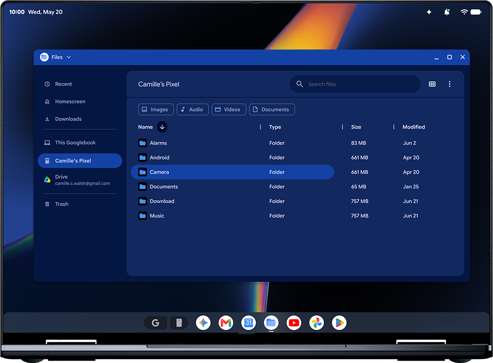 A laptop screen with a list of file and folders on it