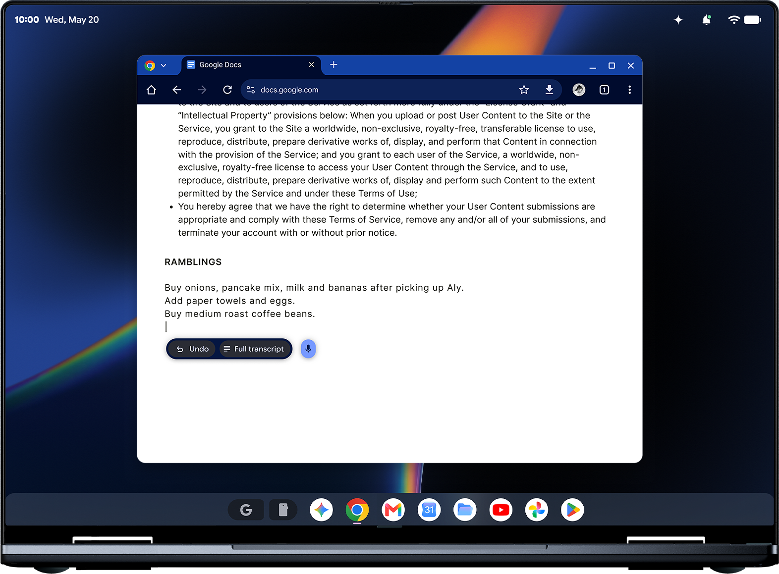 A writing app open on a screen