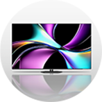 TV on a grey circle