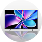 TV on a grey circle