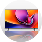TV on a grey circle