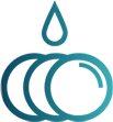Icon of three circles with a water drop over them