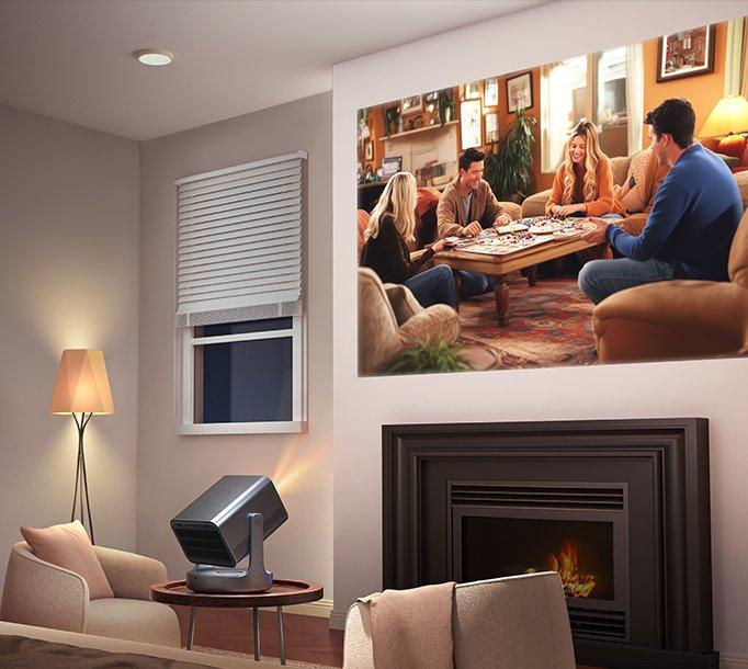 A projector pointing at a wall