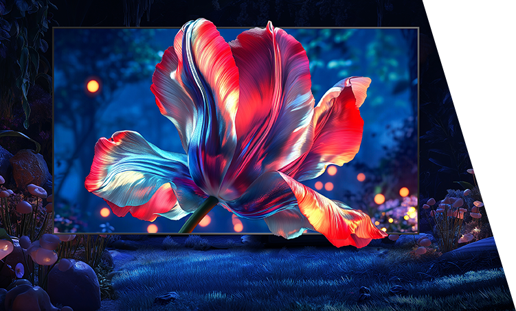A screen with a large flower coming out of it