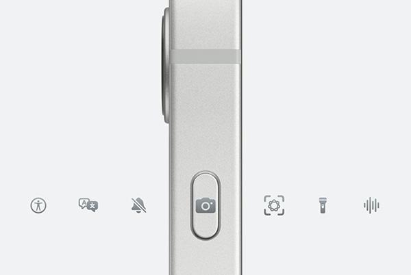 a close up of an iphone 16e action button