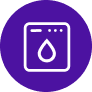 Icon of a dishwasher on a purple circle