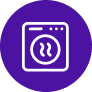 Icon of a tumble dryer on a purple circle